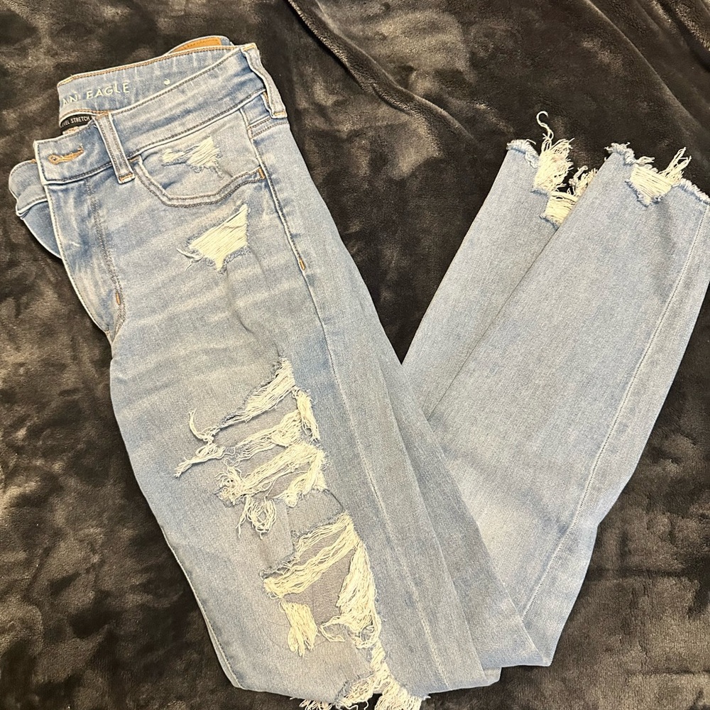 American Eagle Outfitters Ripped Light Blue Skinny Jeans